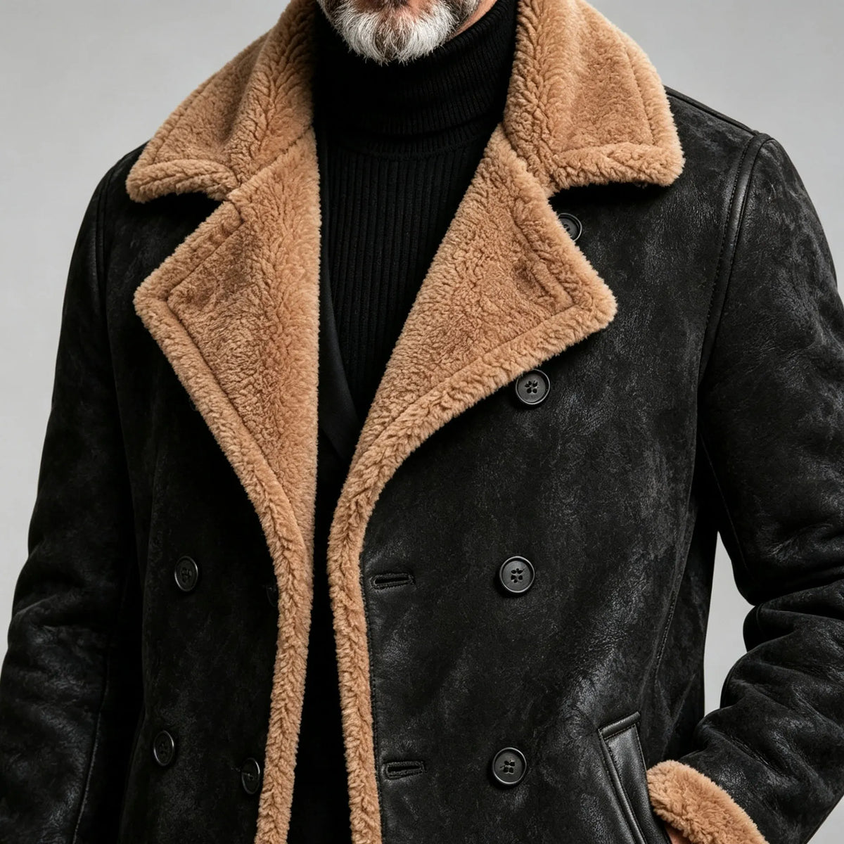 Men's Thickened Faux Leather Fleece Jacket