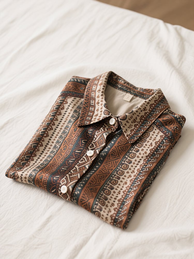Men's Business Casual Bohemian Lapel Short Sleeve Shirt