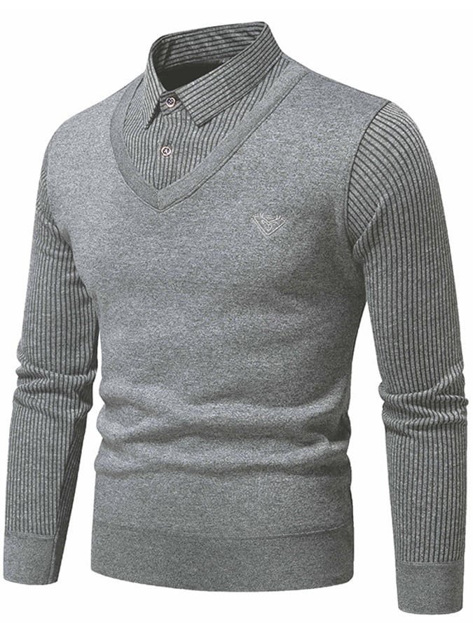 Men's Fashionable Velvet Thickened Warm Fake Two-Piece Sweater