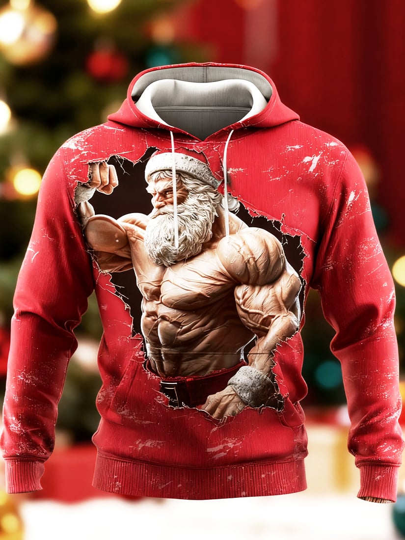 Men's Party Rock Santa Claus Print Hoodie