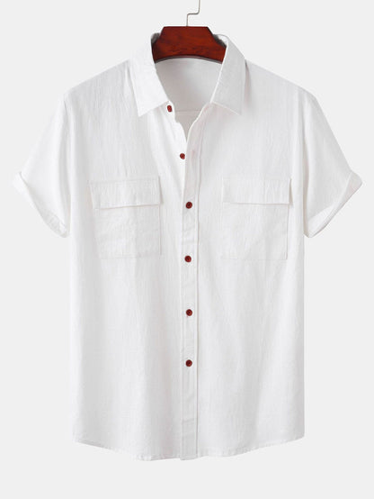 Man Button Up Shirt With Patch Pockets