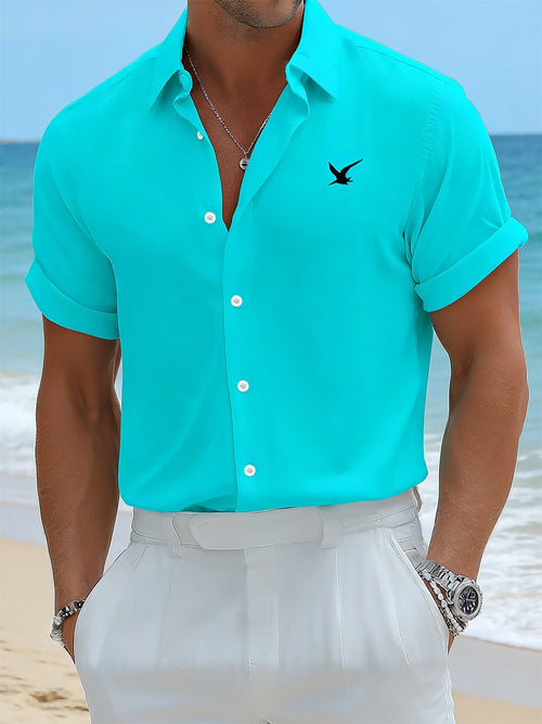 Men's Casual Vacation Seagull Short-Sleeve Shirt