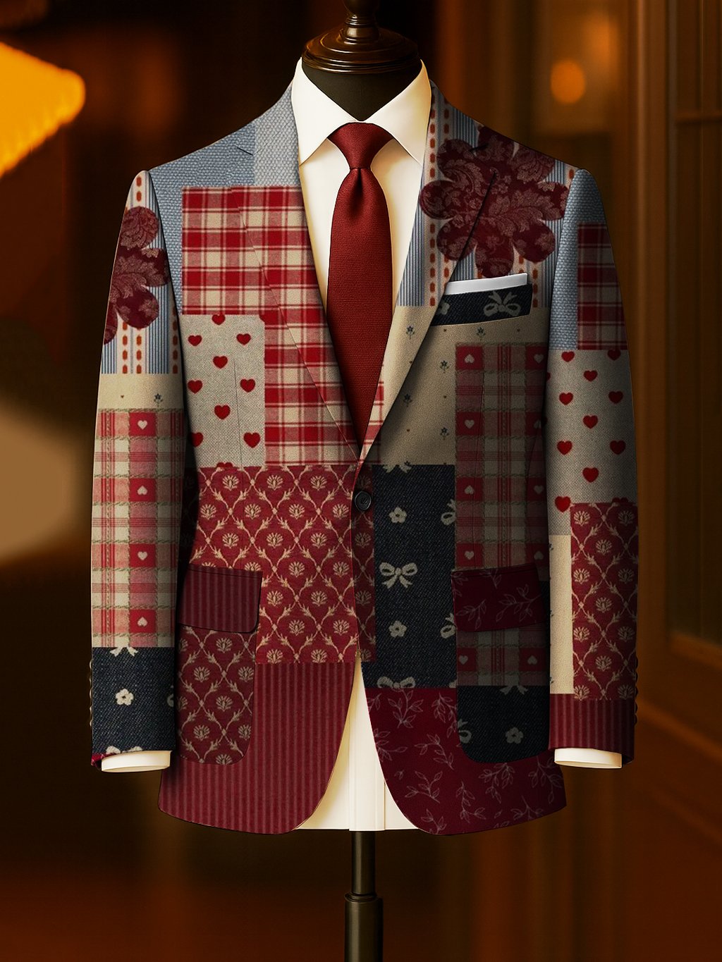 Men's Business Casual Large Pocket Print Blazers