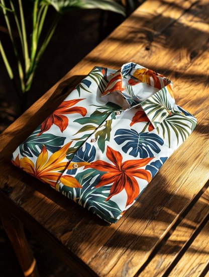 Men's Lapel Hawaiian Retro Casual Vacation Short Sleeve Shirt