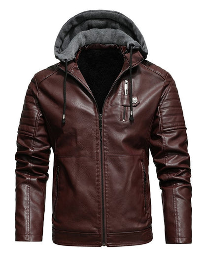 Men's Vintage Leather Multi-Pocket Outdoor Jacket