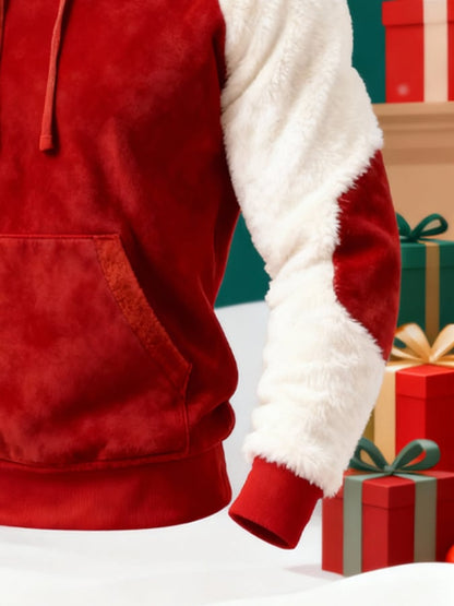 Men's Warm Suede and Plush Christmas Zipper Sweatshirt