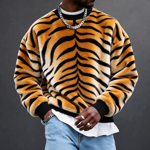 Men's Tiger-Print Crew-Neck Sweatshirt