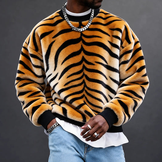 Men's Tiger-Print Crew-Neck Sweatshirt