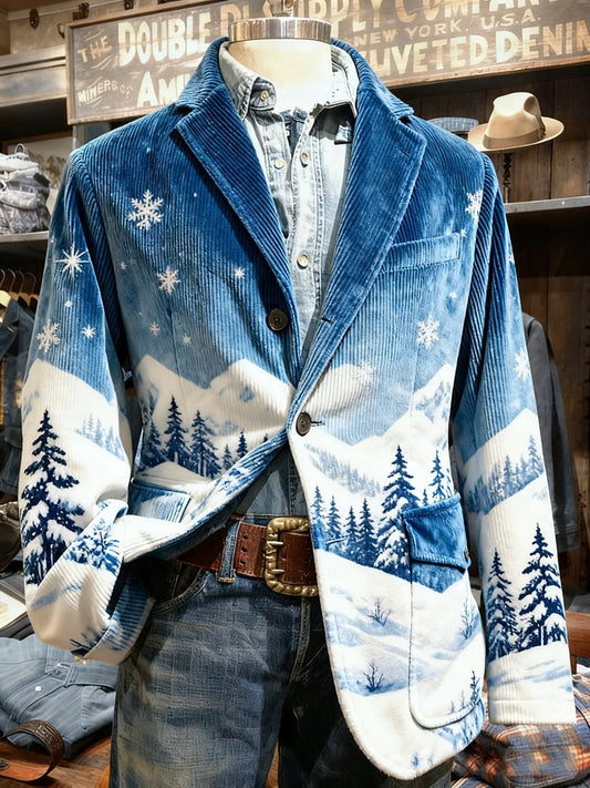 Men's Vintage Casual Christmas Party Corduroy Blazer