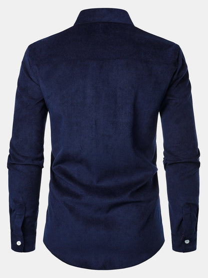 Corduroy Plaid Panel Button Up Shirt
