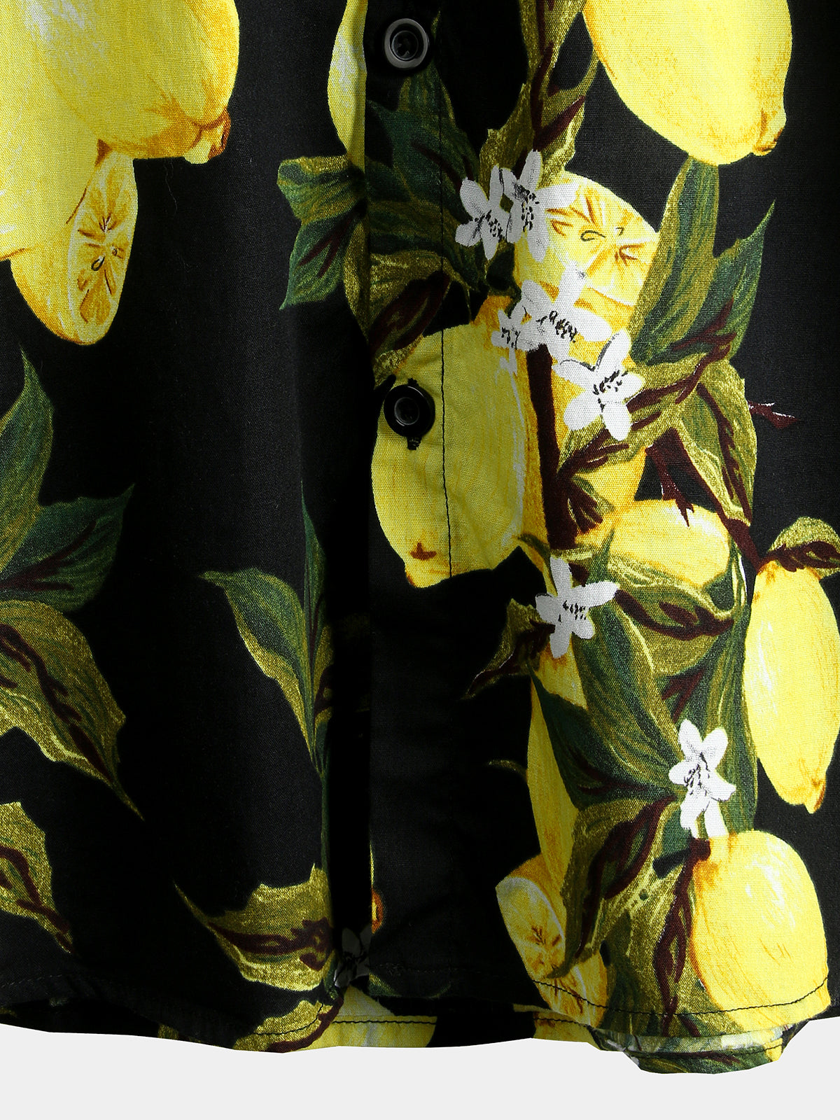 Men's Yellow Lemon Print Short Sleeve Hawaiian Shirt