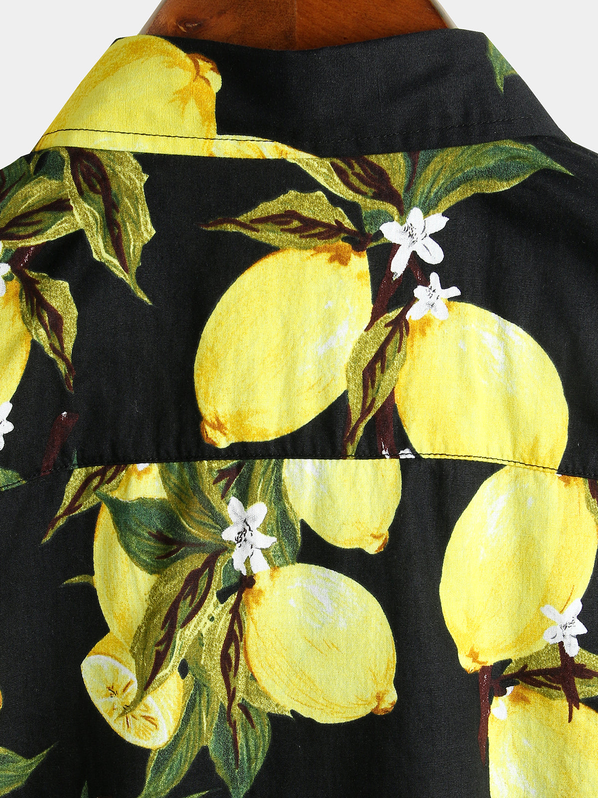 Men's Yellow Lemon Print Short Sleeve Hawaiian Shirt