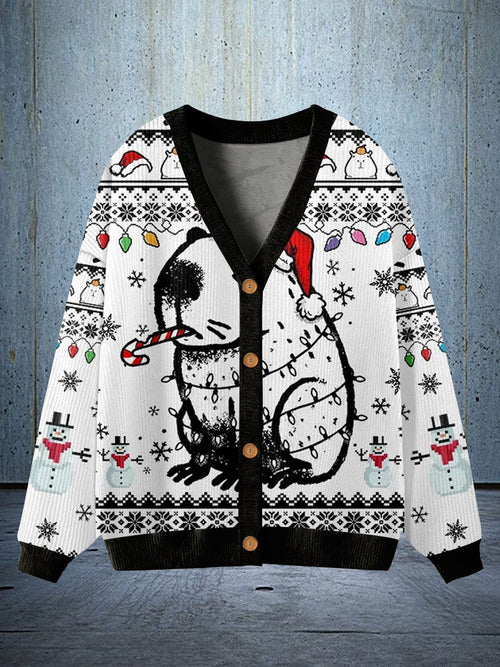 Smoking Humor Christmas Cardigan Button Sweater