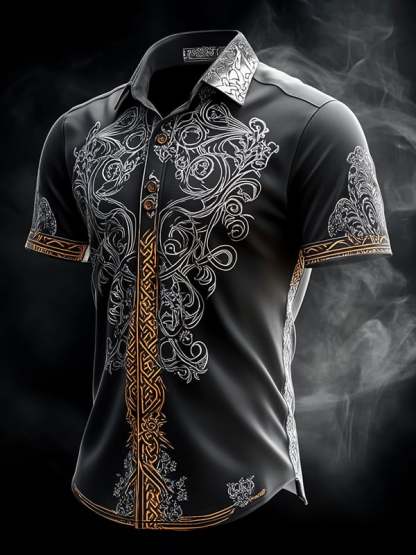 Men's Retro Viking Graphic Short Sleeve Shirt