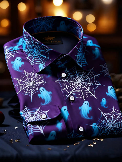 Men's Luxury Halloween Party Long Sleeve Button-Down Shirt