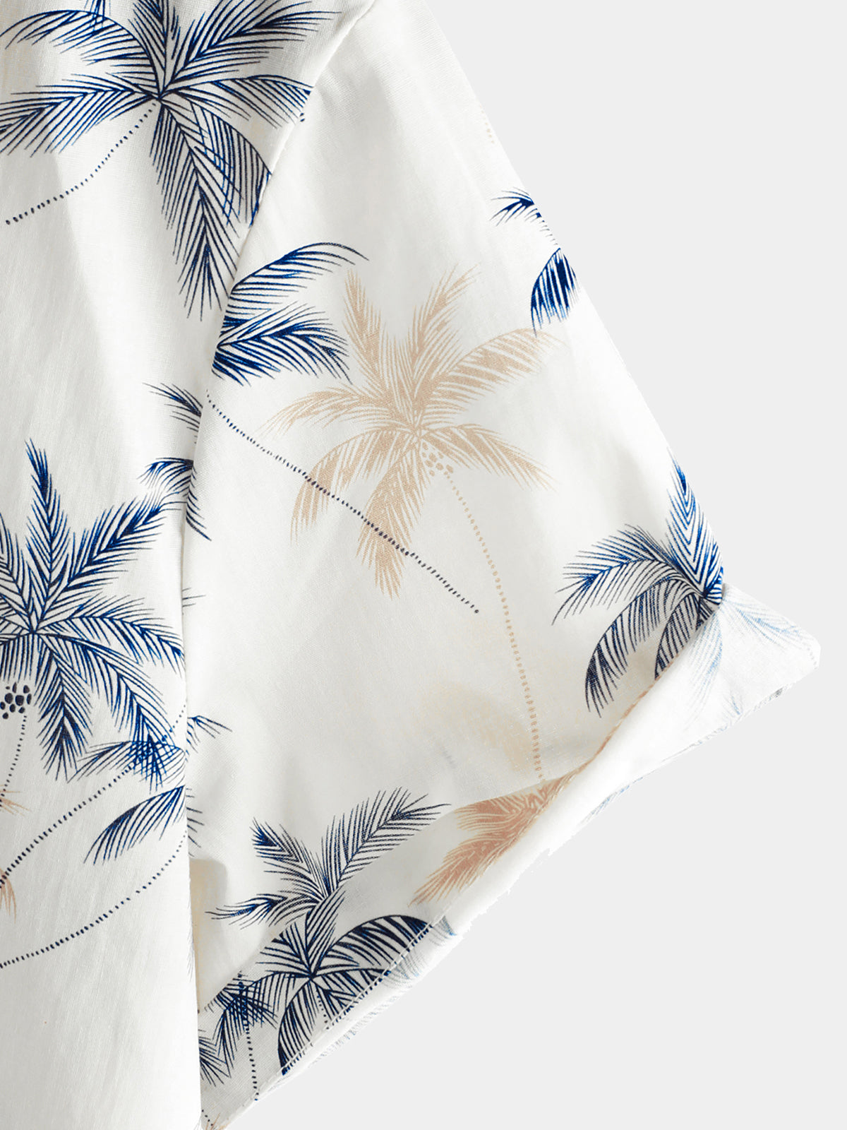 Men‘s 100% Cotton Hawaiian Plam Tree Short Sleeve Button Beach Shirt