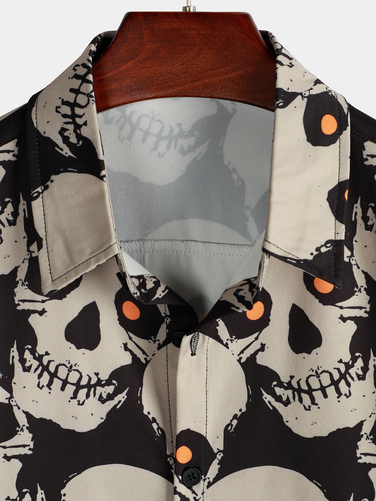 Men's Skull Cool Graphic Button Up Short Sleeve Punk Rock Art Black Hawaiian shirt