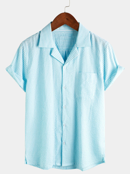 Men's Button Up Casual 100% Cotton Summer Pocket Short Sleeve Shirt