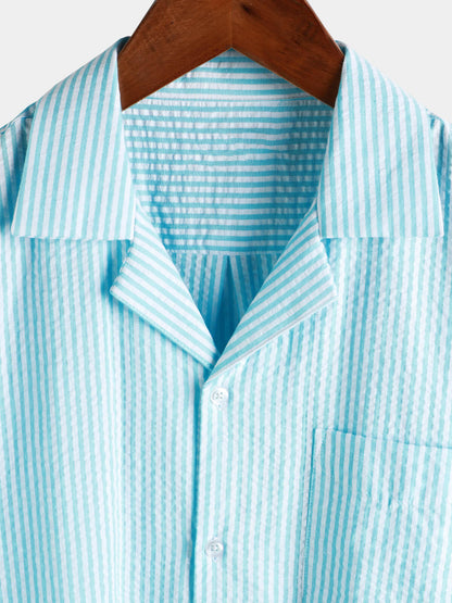 Men's Button Up Casual 100% Cotton Summer Pocket Short Sleeve Shirt