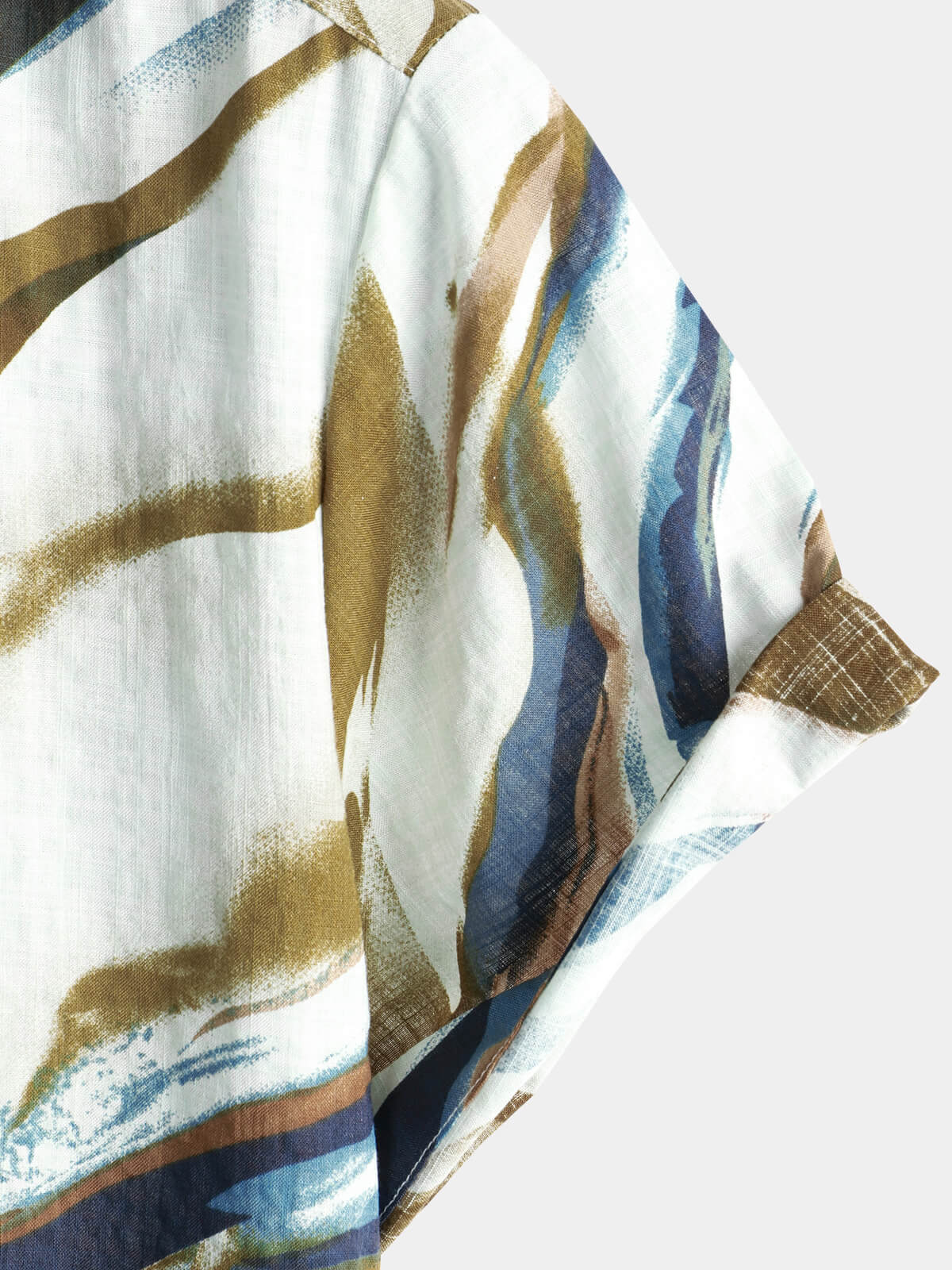 Men's Abstract Graphic Print Cotton Summer Short Sleeve Button Up Shirt