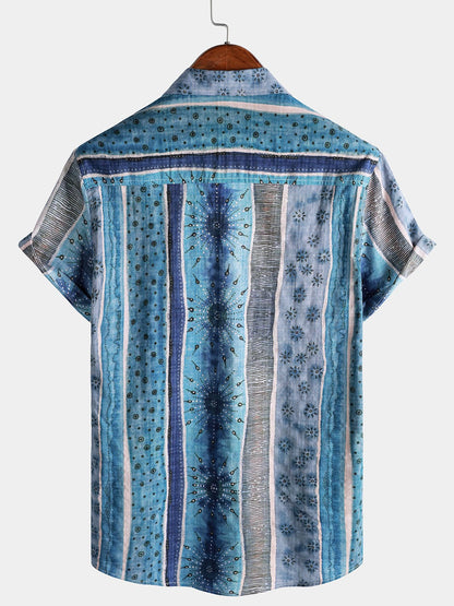 Men’s Striped Short Sleeve Button Down Breathable Cool Casual Shirt