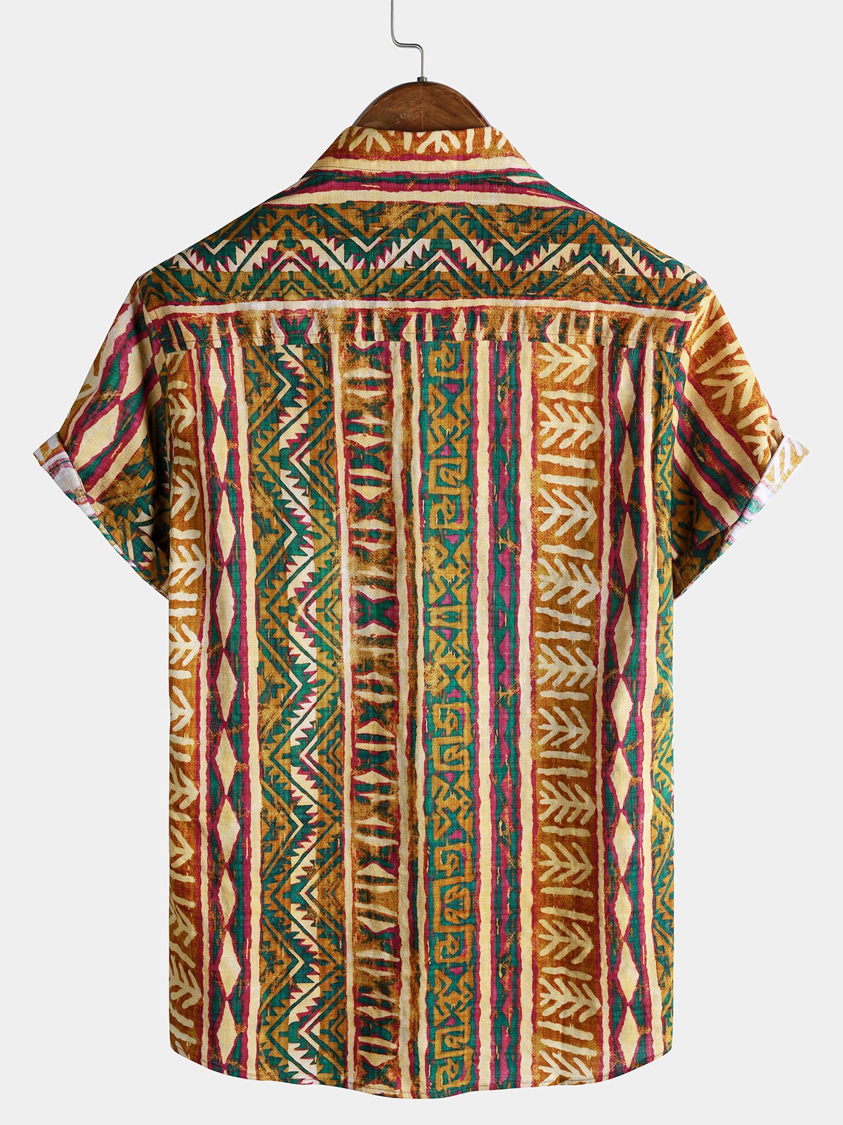 Men’s Tribal Striped Short Sleeve Vintage Casual Shirt