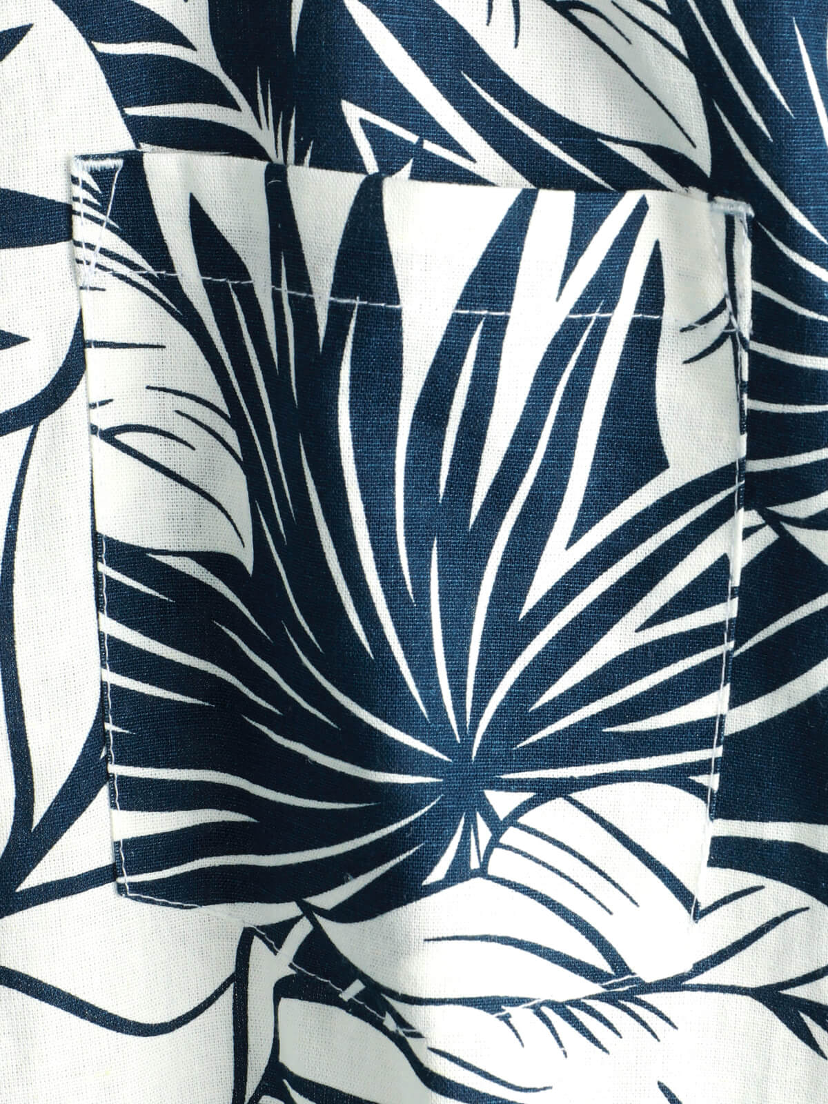 Men's Tropical Plant Print Pocket Cotton Linen Hawaiian Short Sleeve Shirt