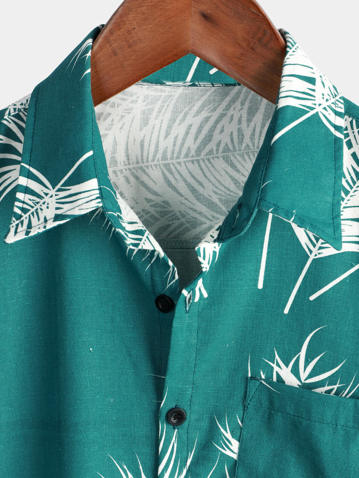 Men's Beach Holiday Cotton Linen Tropical Plant Print Pocket Hawaiian Short Sleeve Shirt