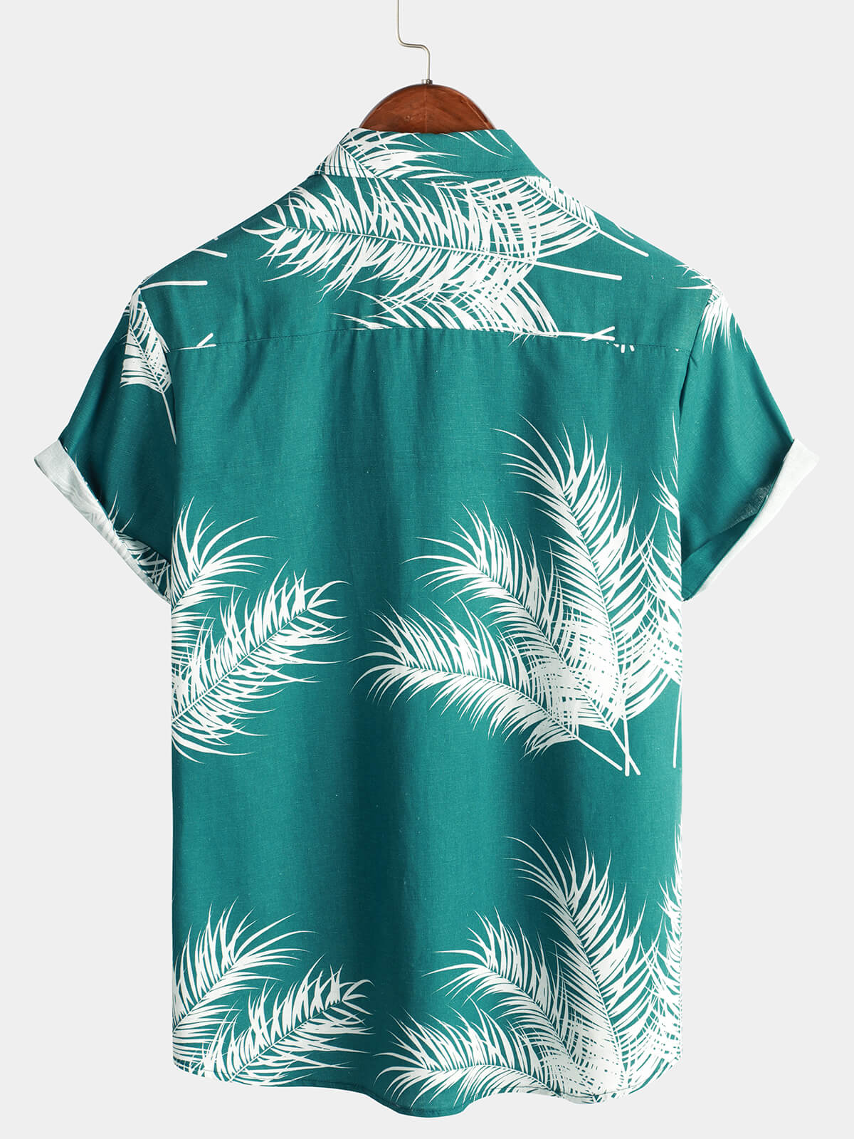 Men's Beach Holiday Cotton Linen Tropical Plant Print Pocket Hawaiian Short Sleeve Shirt