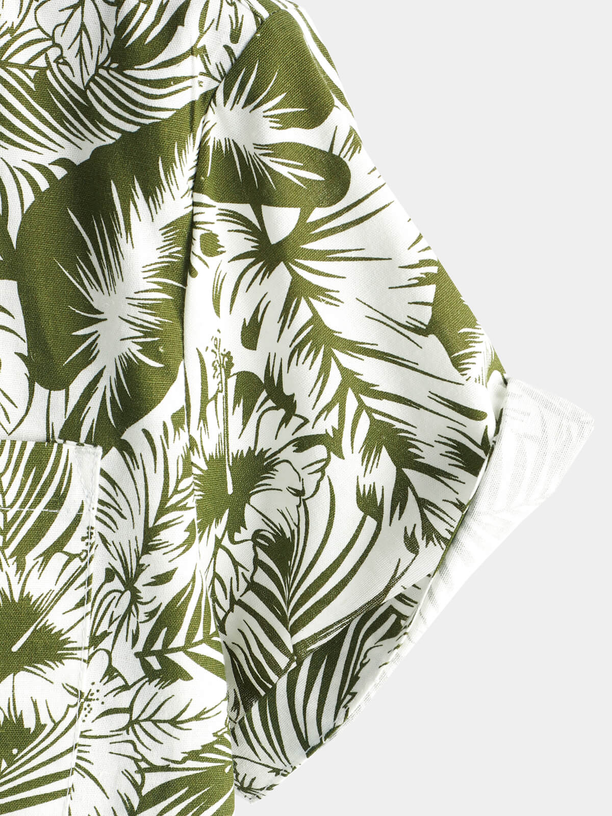 Men's Tropical Floral Print Beach Pocket Cotton And Linen Summer Short Sleeve Shirt