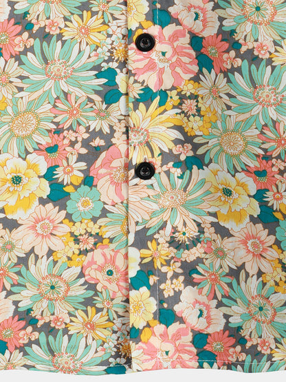 Men's Vintage Floral Cotton Button Up Short Sleeve Shirt