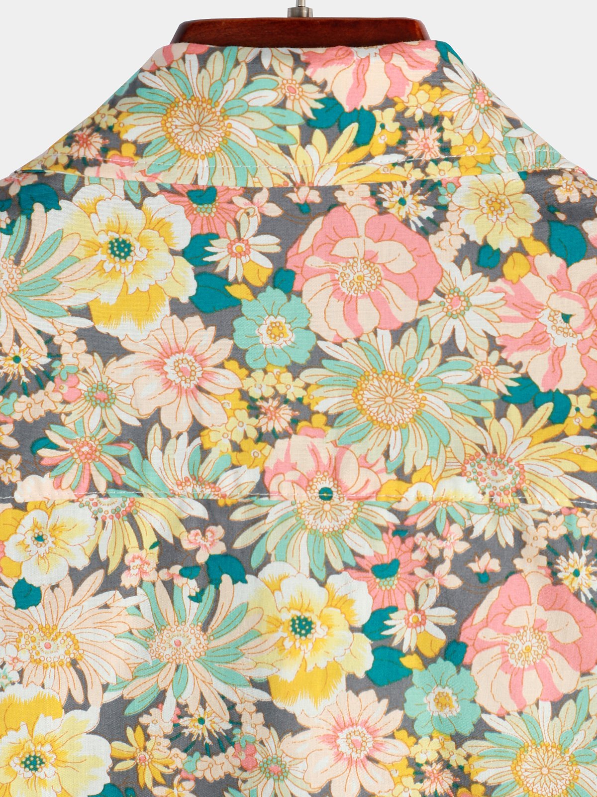 Men's Vintage Floral Cotton Button Up Short Sleeve Shirt