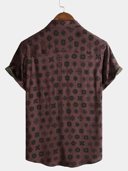 Men's Classic Retro Geometric Short Sleeve Shirt