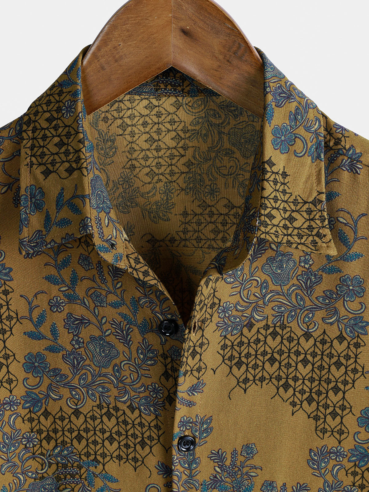 Men's Breathable Lightweight Short Sleeve Bohemian Vine Floral Resort Shirt
