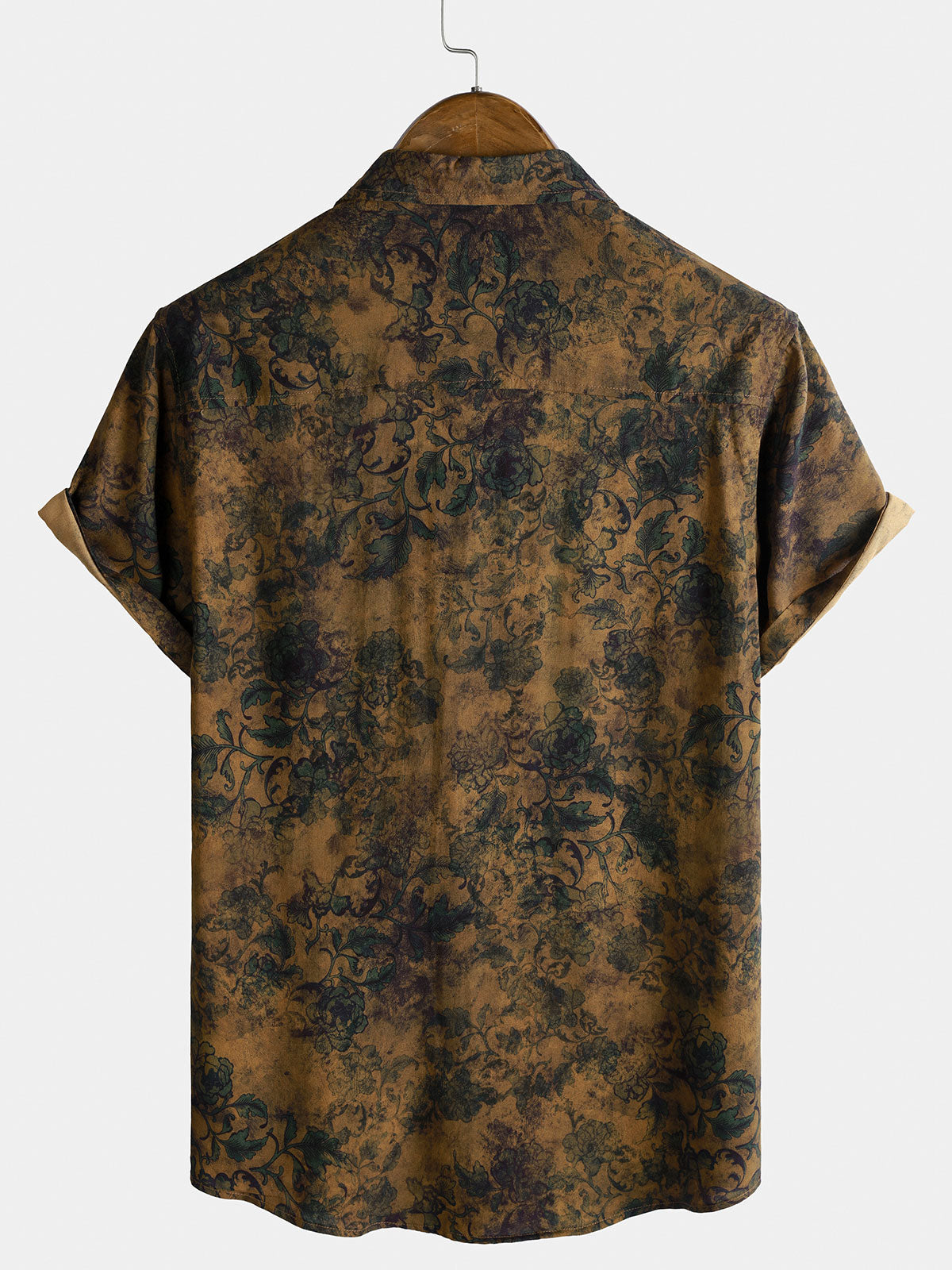 Men's Island Holiday Bohemian Short Sleeve Vintage Muted Botanical Breathable Lightweight Shirt