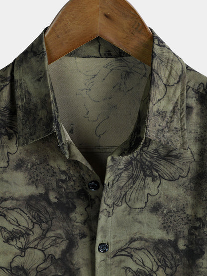 Men's Vintage Short Sleeve Lightweight Breathable Rayon Vacation Shirt