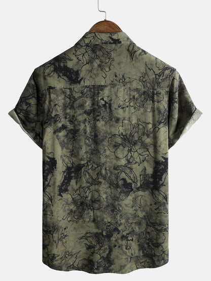 Men's Vintage Short Sleeve Lightweight Breathable Rayon Vacation Shirt
