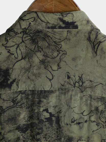Men's Vintage Short Sleeve Lightweight Breathable Rayon Vacation Shirt