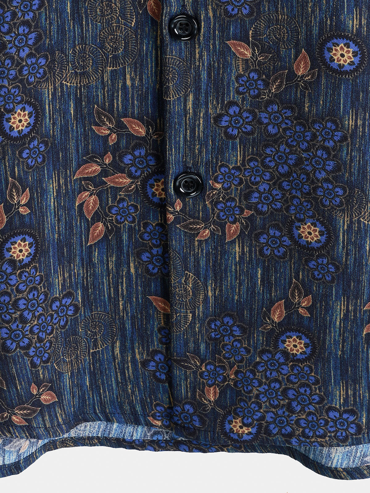 Men's Vintage Blue Floral Print Short Sleeve Shirt