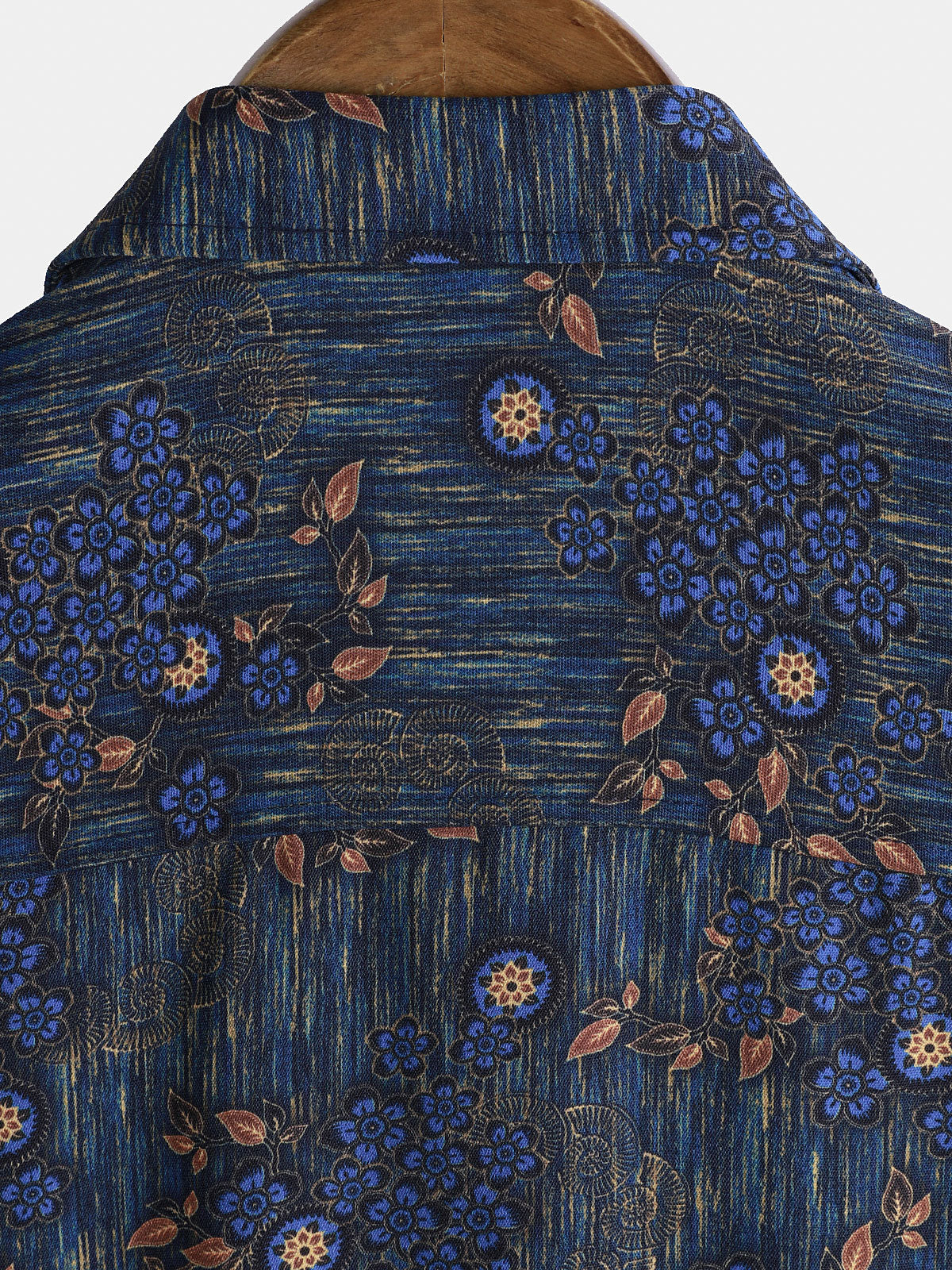 Men's Vintage Blue Floral Print Short Sleeve Shirt