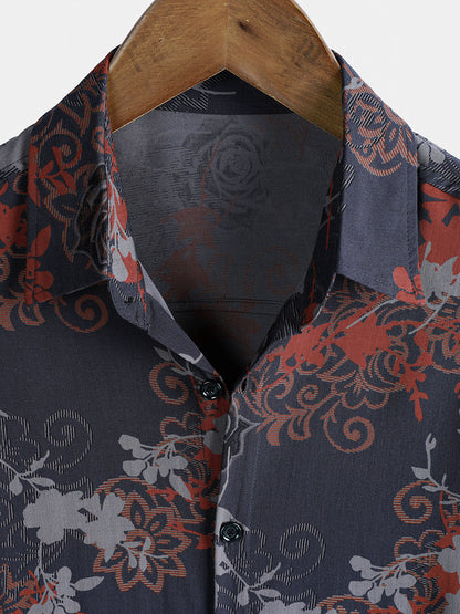 Men's Short Sleeve Rayon Retro Breathable Lightweight Island Travel Shirt