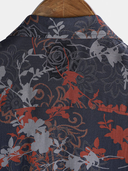 Men's Short Sleeve Rayon Retro Breathable Lightweight Island Travel Shirt