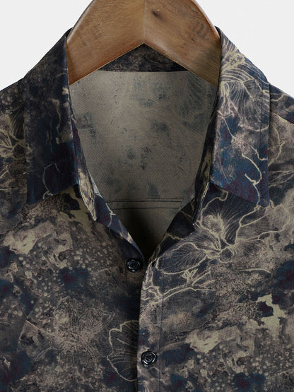 Men's Vintage Lightweight Breathable Rayon Short Sleeve Holiday Leisure Shirt