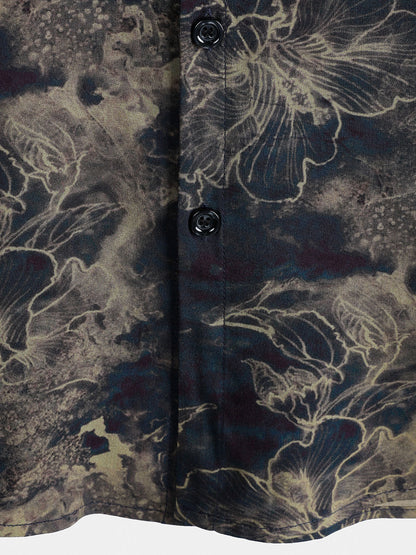 Men's Vintage Lightweight Breathable Rayon Short Sleeve Holiday Leisure Shirt