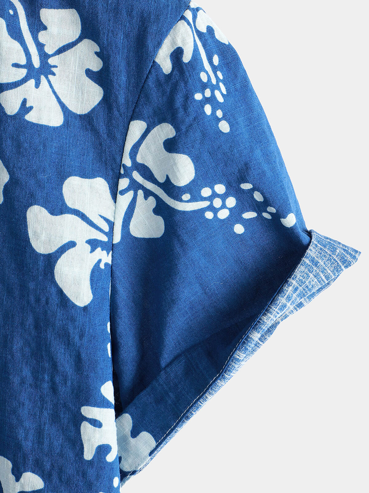 Men's Blue Floral Short Sleeve Beach Tropical Hawaiian Button Up Shirt