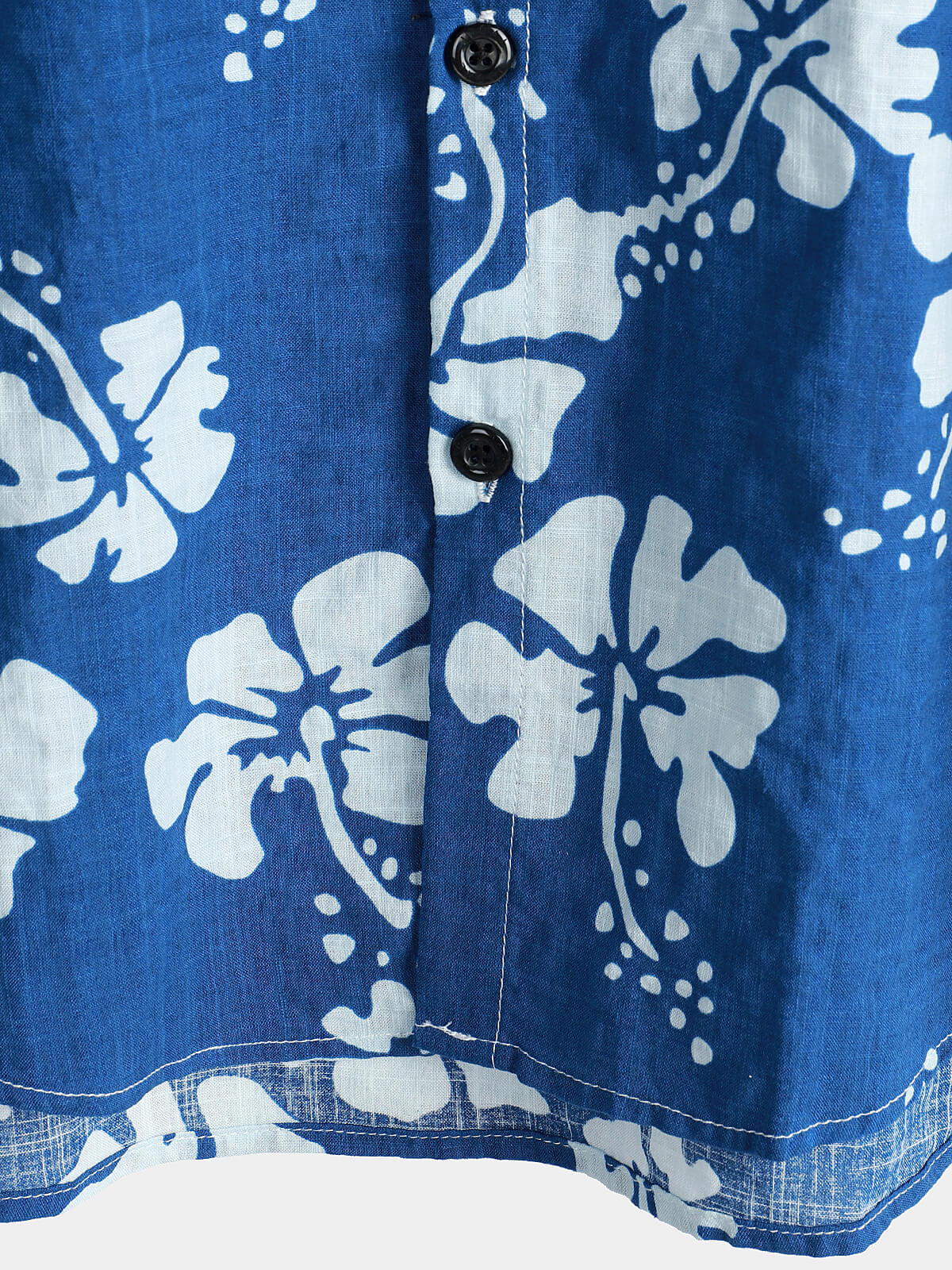 Men's Blue Floral Short Sleeve Beach Tropical Hawaiian Button Up Shirt