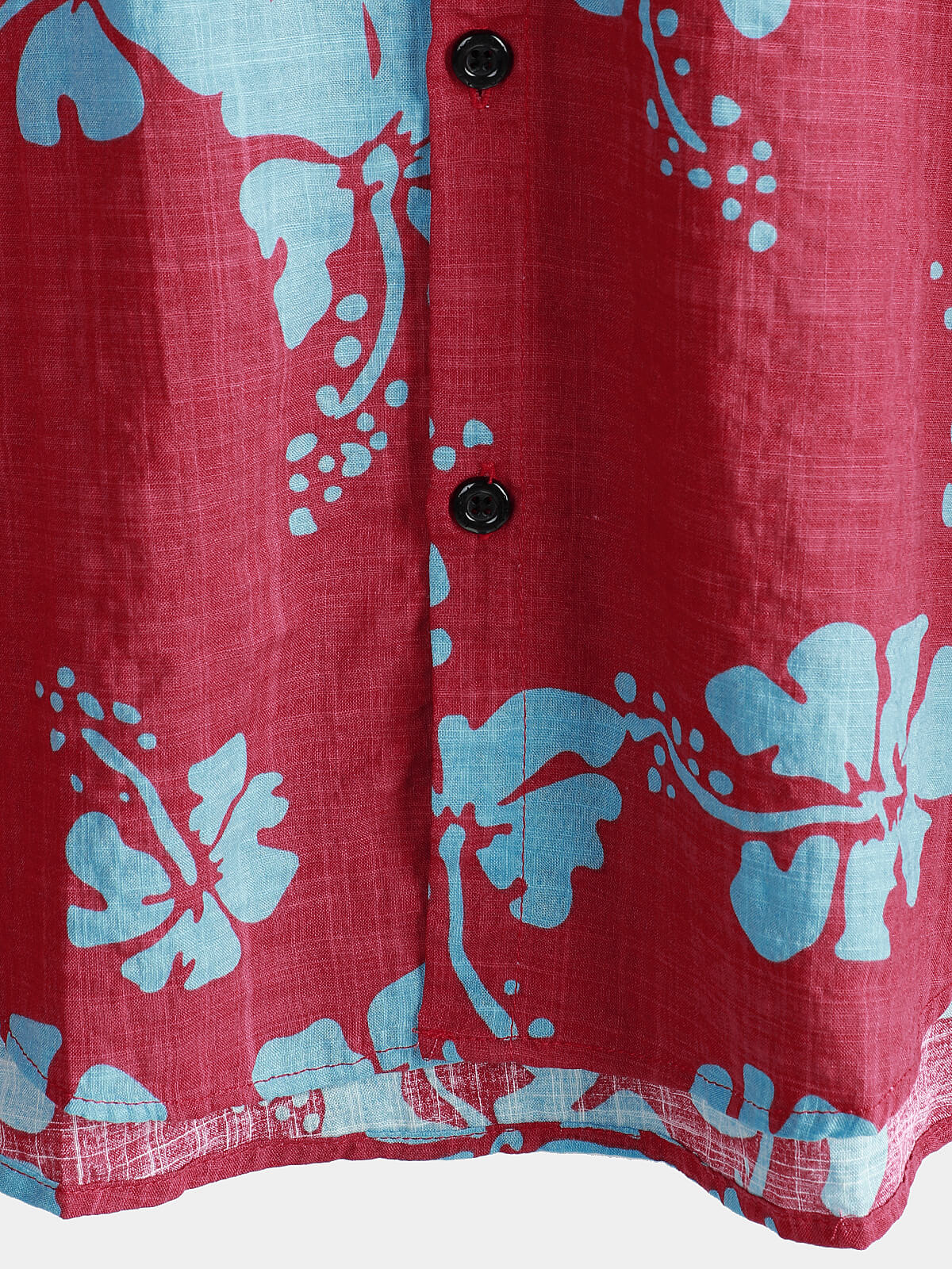 Men's Short Sleeve Red Floral Button Up Beach Tropical Hawaiian Shirt