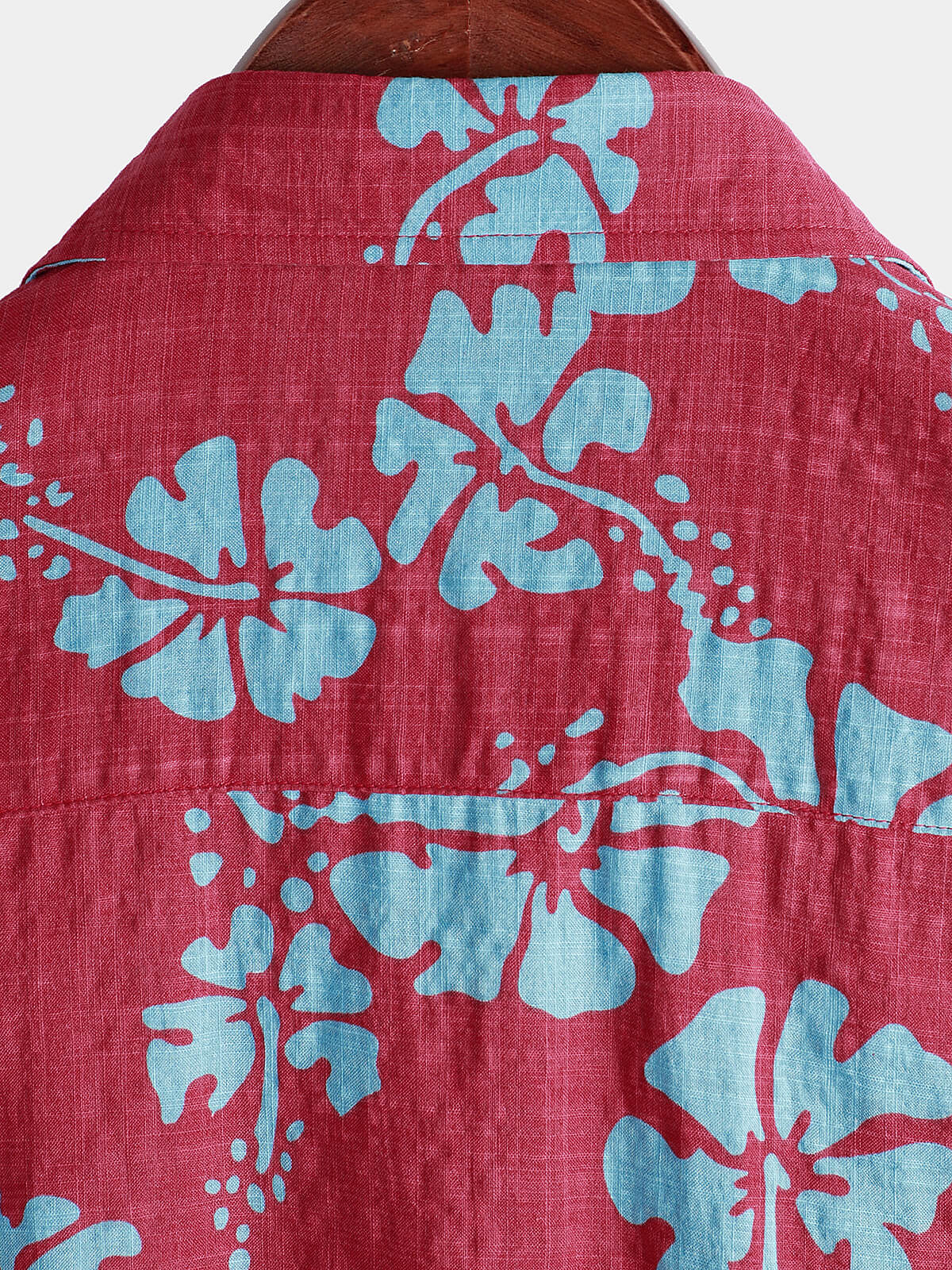 Men's Short Sleeve Red Floral Button Up Beach Tropical Hawaiian Shirt