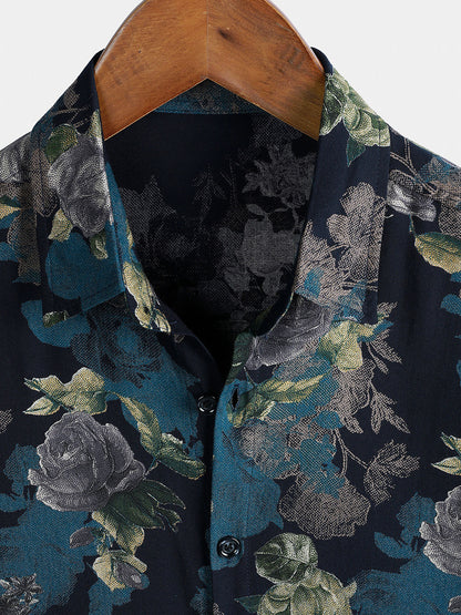 Men's Short Sleeve Lightweight Breathable Retro Island Holiday Floral Pattern Shirt