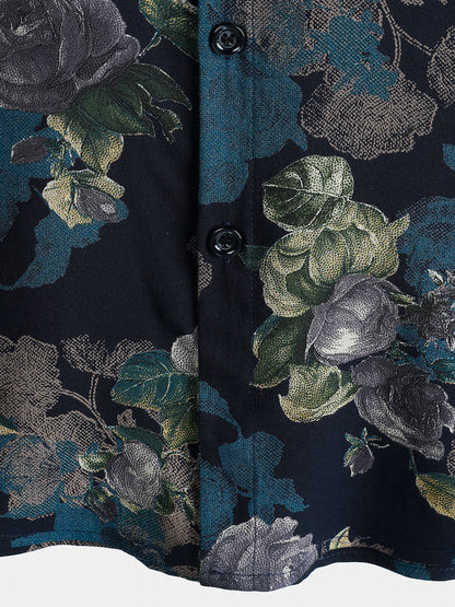 Men's Short Sleeve Lightweight Breathable Retro Island Holiday Floral Pattern Shirt
